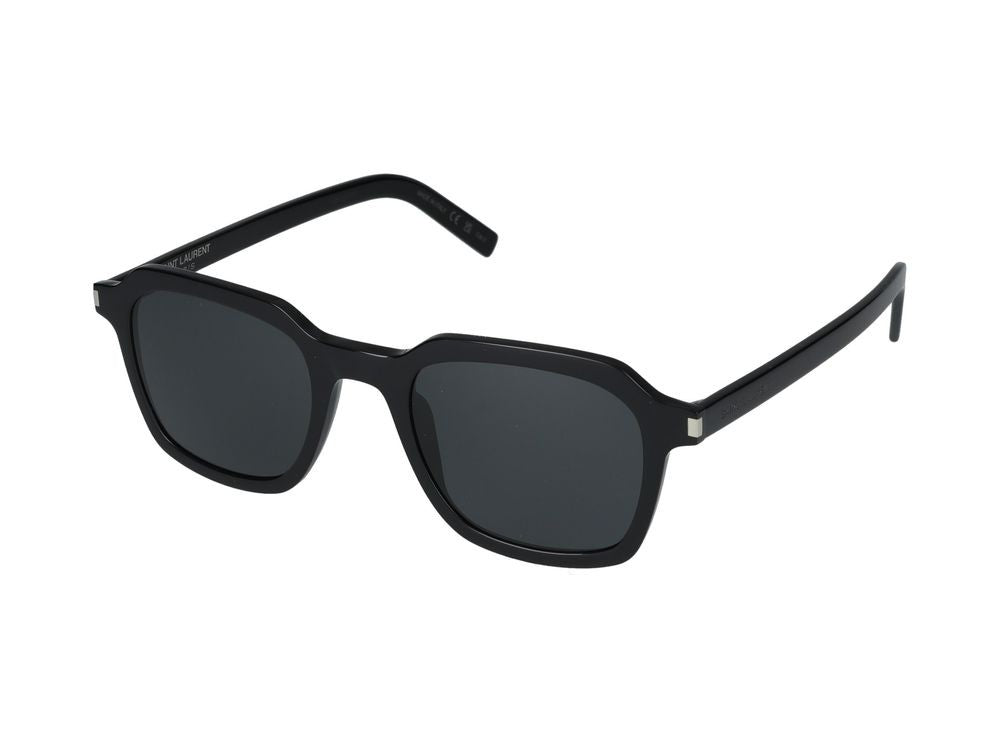 Saint Laurent Black Slim Frame Square Acetate Sunglasses