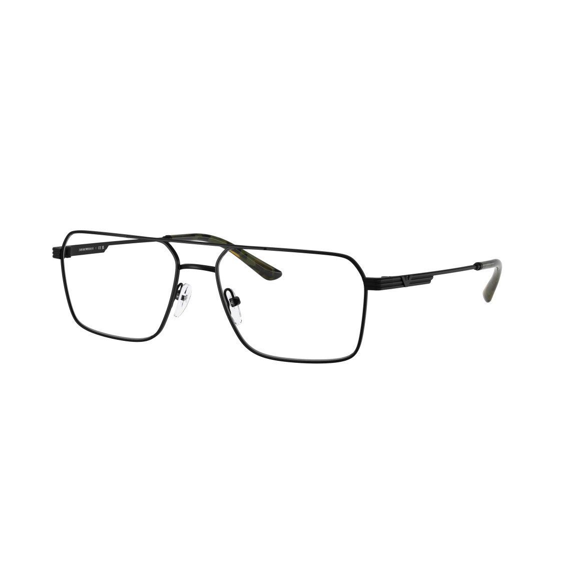 Emporio Armani 0Ea1166 Rectangular Black Metal Frame Eyeglasses With Tortoiseshell Detail