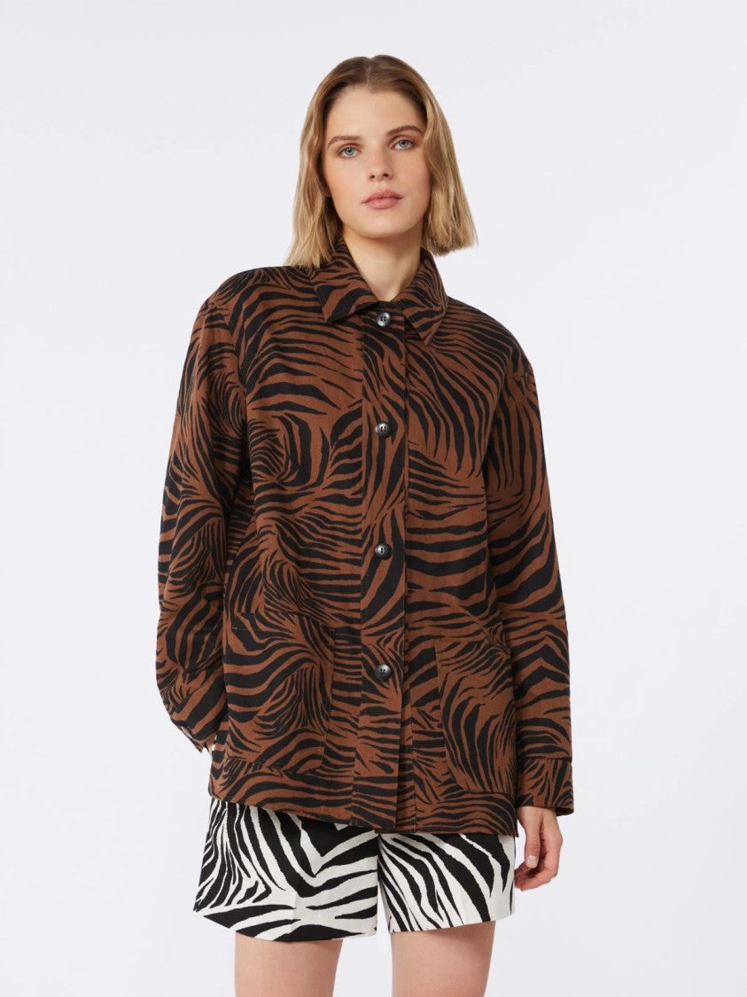 Max Mara Tiger Stripe Patterned Jacket With Classic Collar