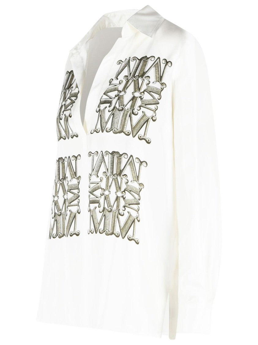 Max Mara 'Filtro' White And Green Silk Shirt