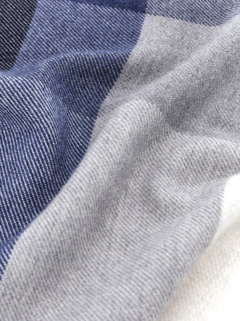 Brunello Cucinelli Check Print Wool And Cashmere Blend Scarf