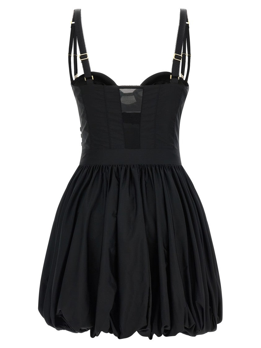Elisabetta Franchi Taffeta Mini Dress With Corset Bodice And Balloon Skirt