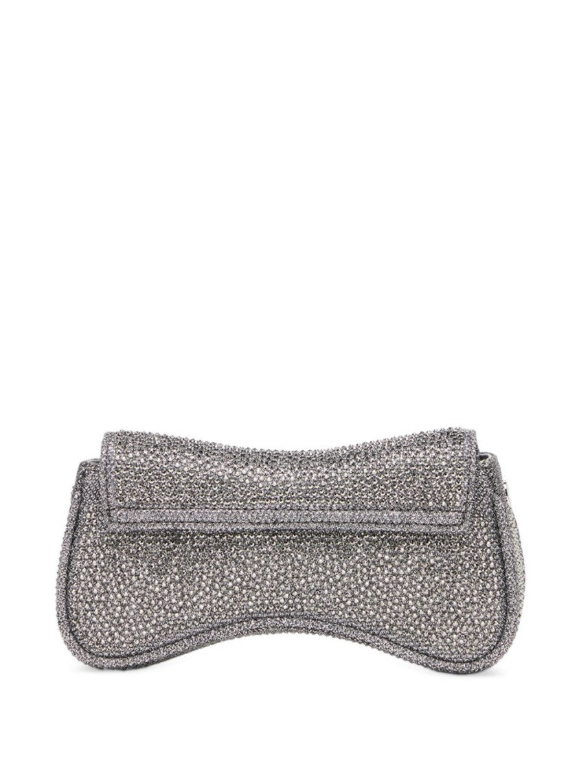 Diesel Silver Curved Crystal Embellished Handbag