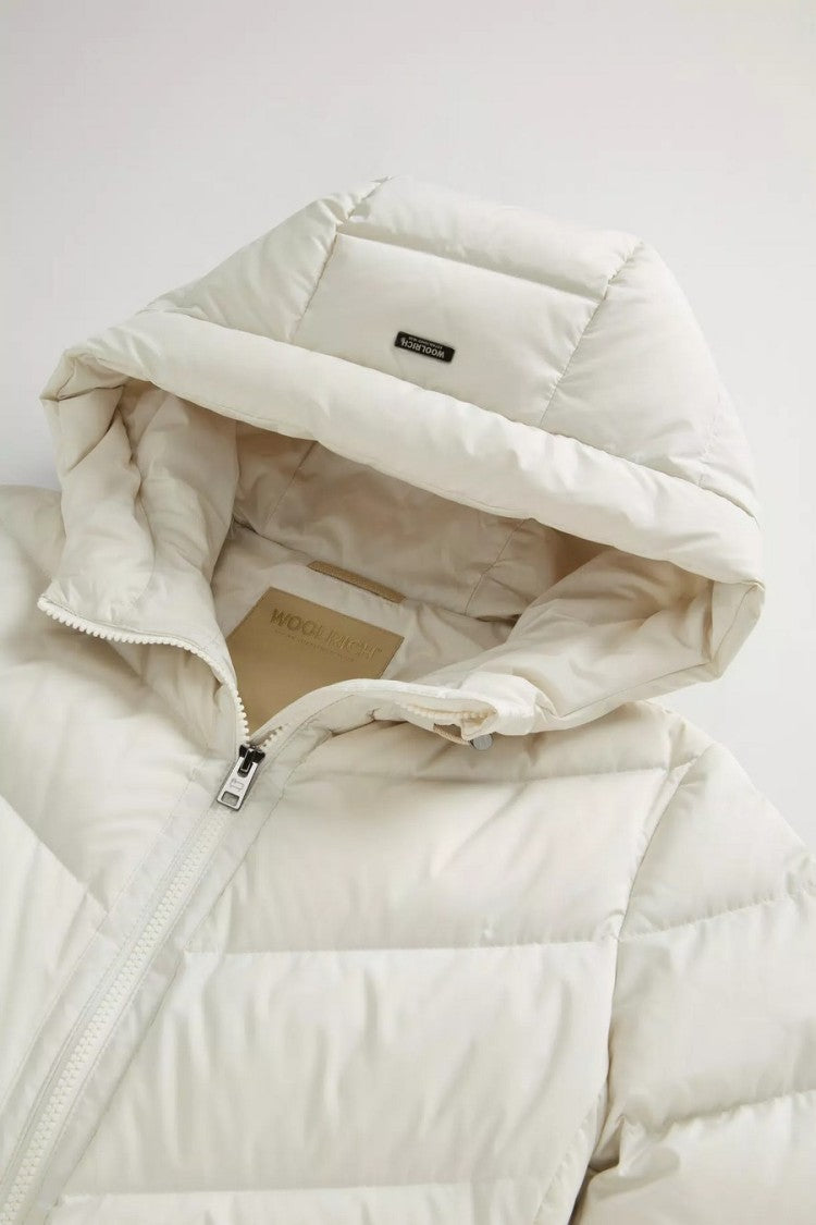 Woolrich White Quilted Welt Pocket Polyester Down Coat