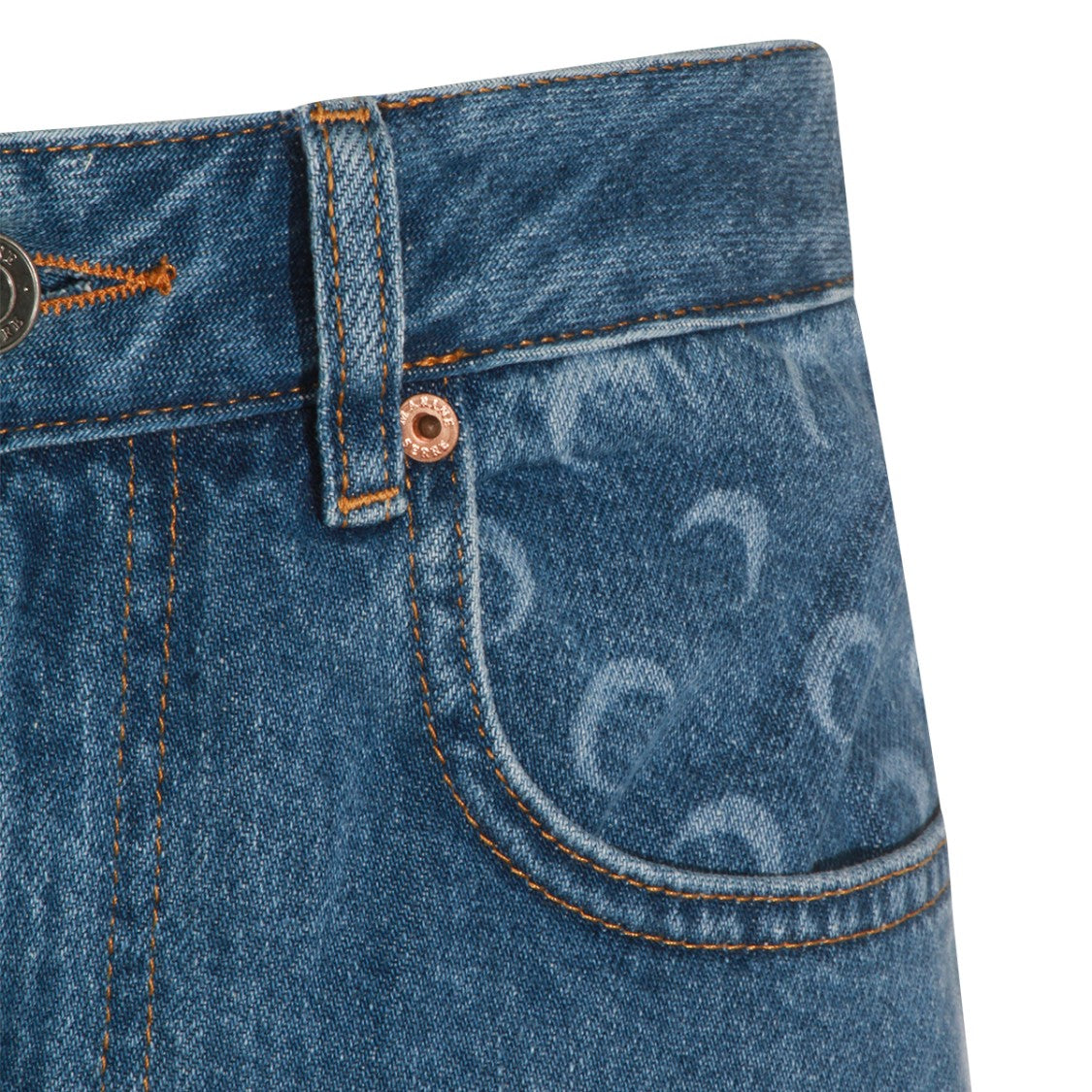 Marine Serre Light Blue High-Waist Moon Pattern Jeans