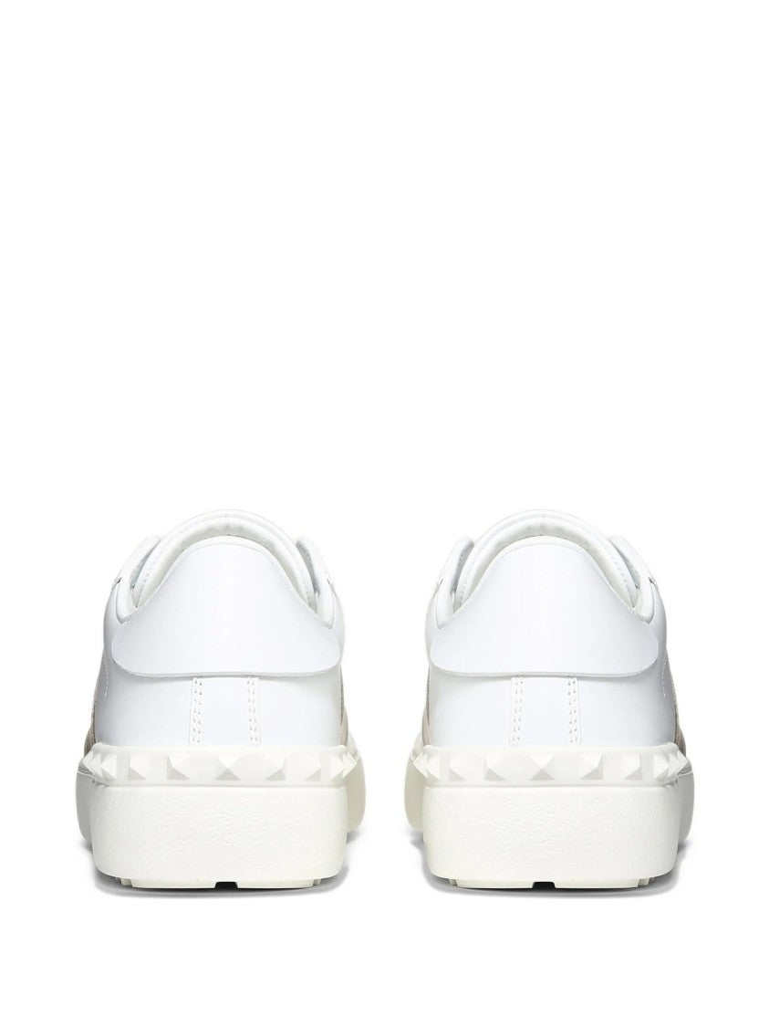 Valentino White Open Leather Metallic Sneakers
