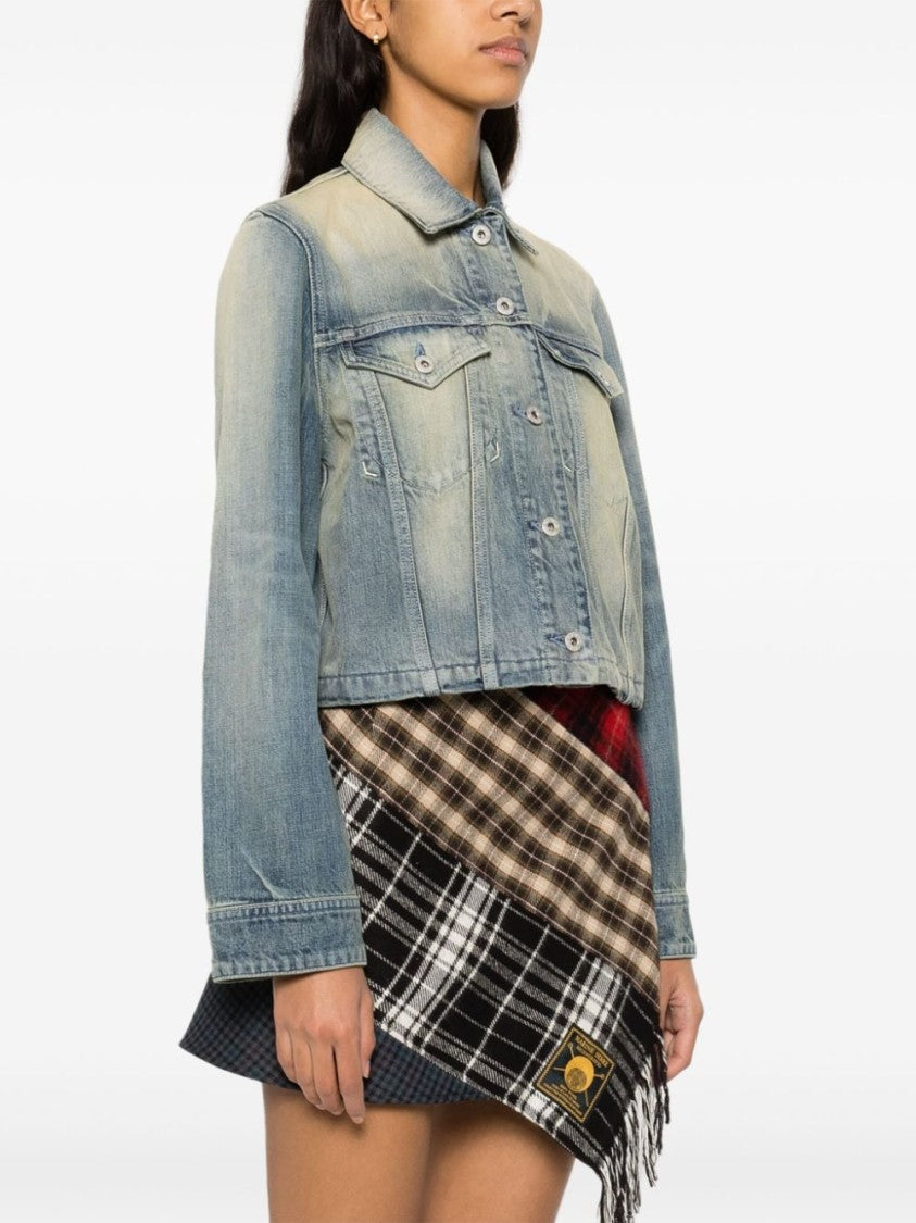 Kenzo Indigo Blue Washed Denim Cropped Jacket