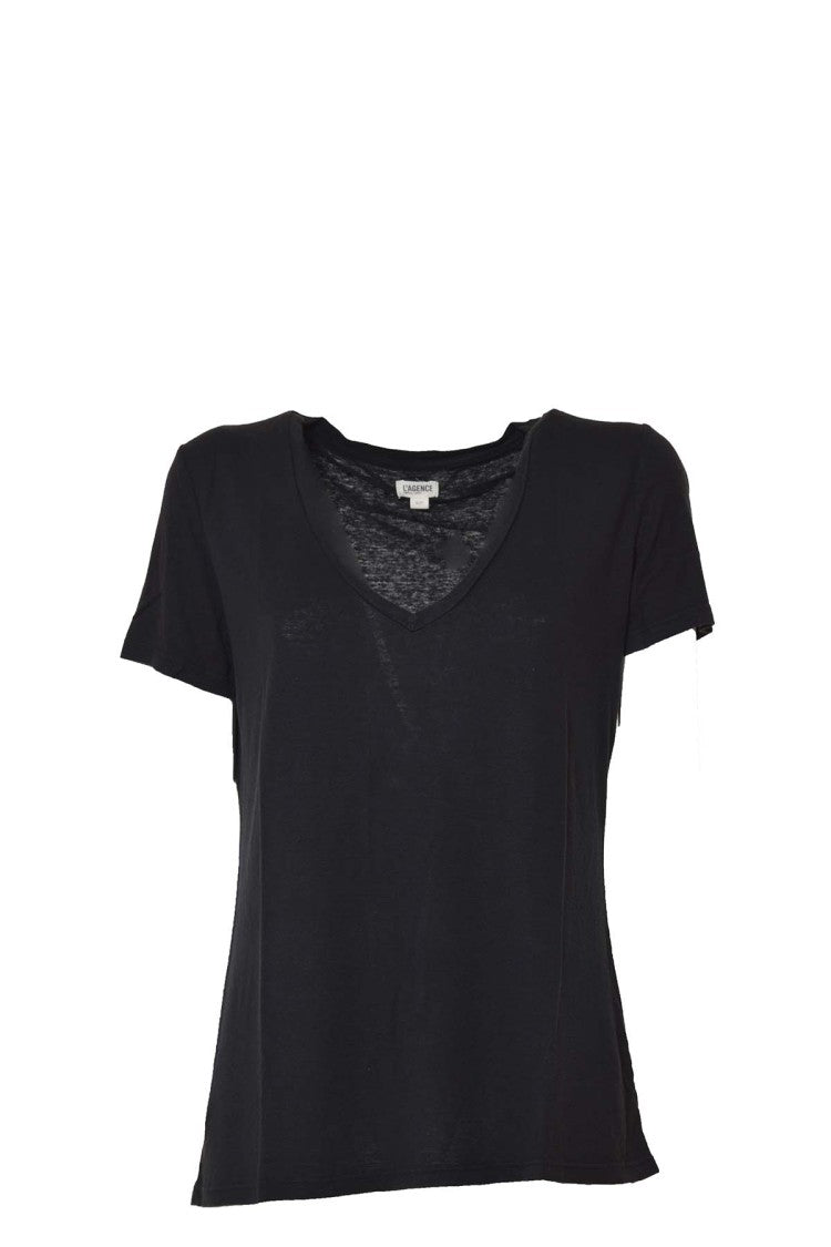 L'agence Black Daija V-Neck T-Shirt