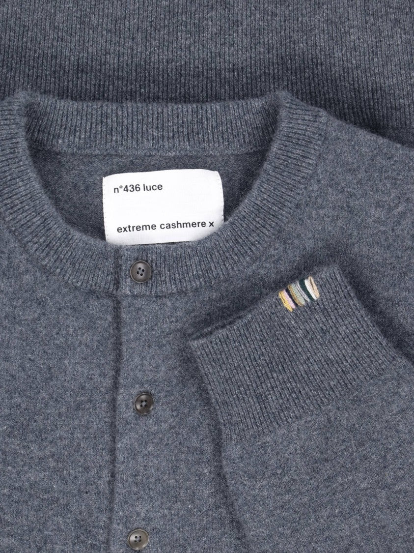 Extreme Cashmere Grey Luce Button-Down Cashmere-Blend Cardigan