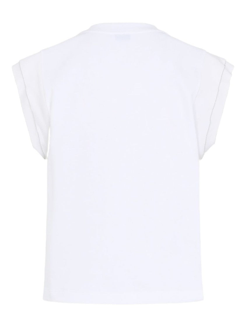 Peserico Boxy White Shirt With Layered Flutter Sleeves
