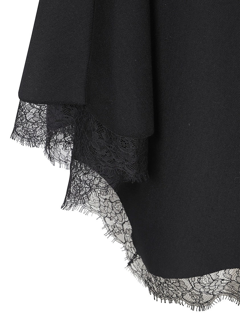 Alexander Mcqueen Black Wool-Blend Lace Handkerchief Dress