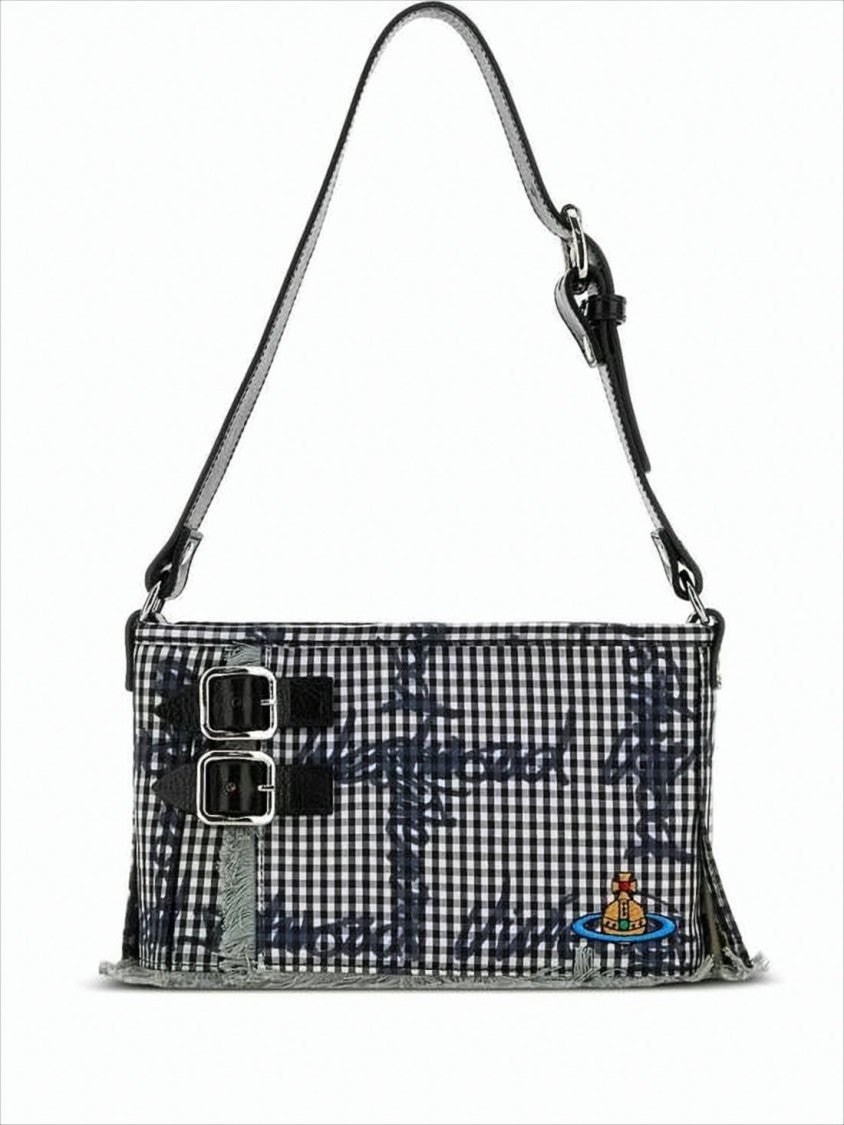 Vivienne Westwood Gingham Pattern Shoulder Bag With Leather Accents