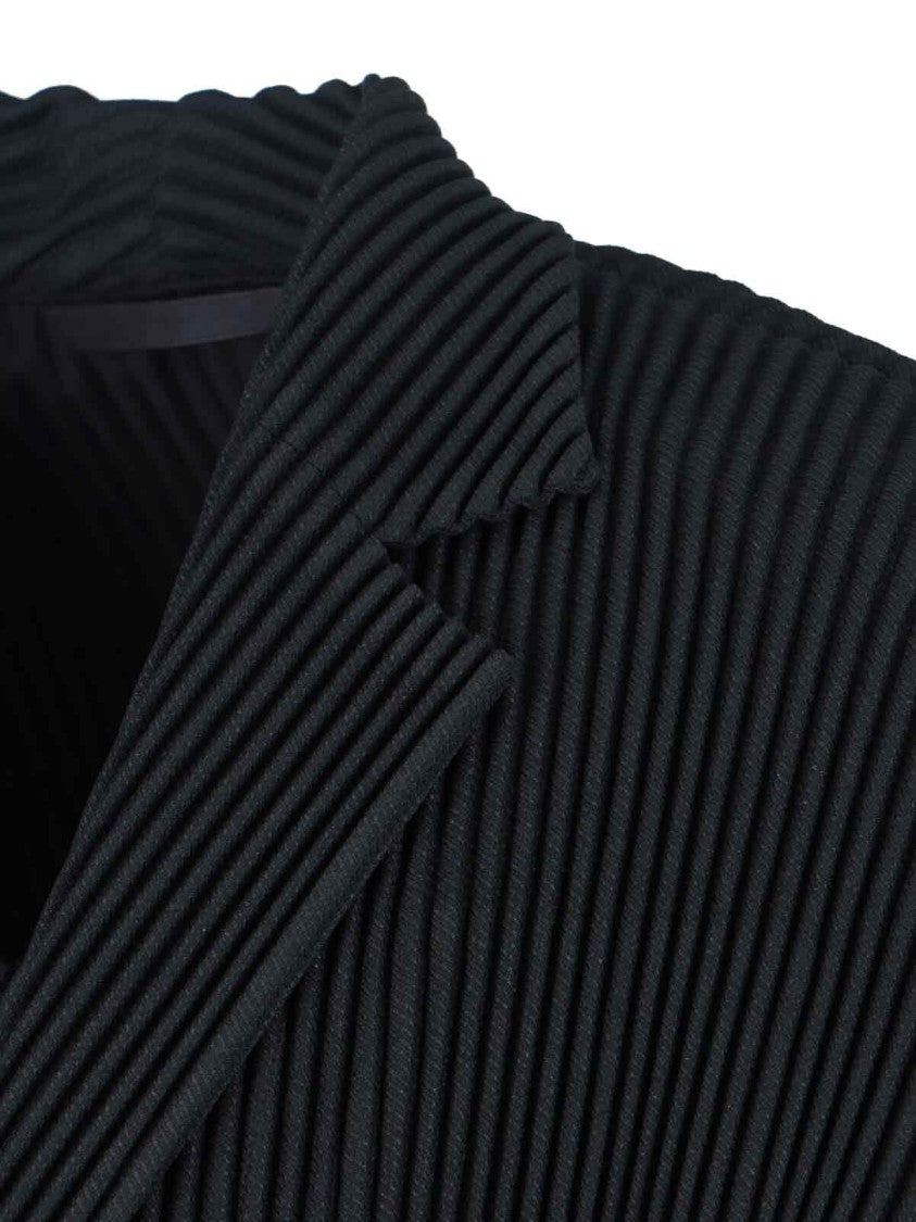 Homme Plissé Issey Miyake Minimalist Black Jacket With Cut