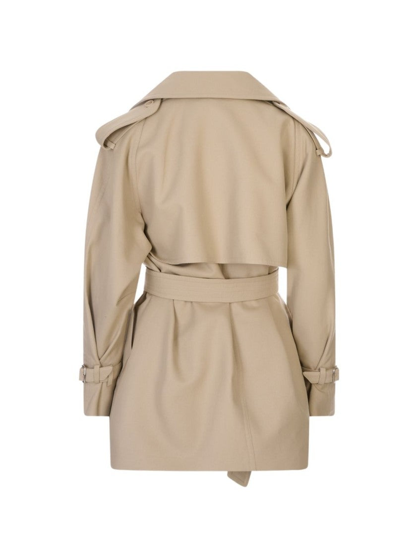 Max Mara White Double-Breasted Trench Short Coat
