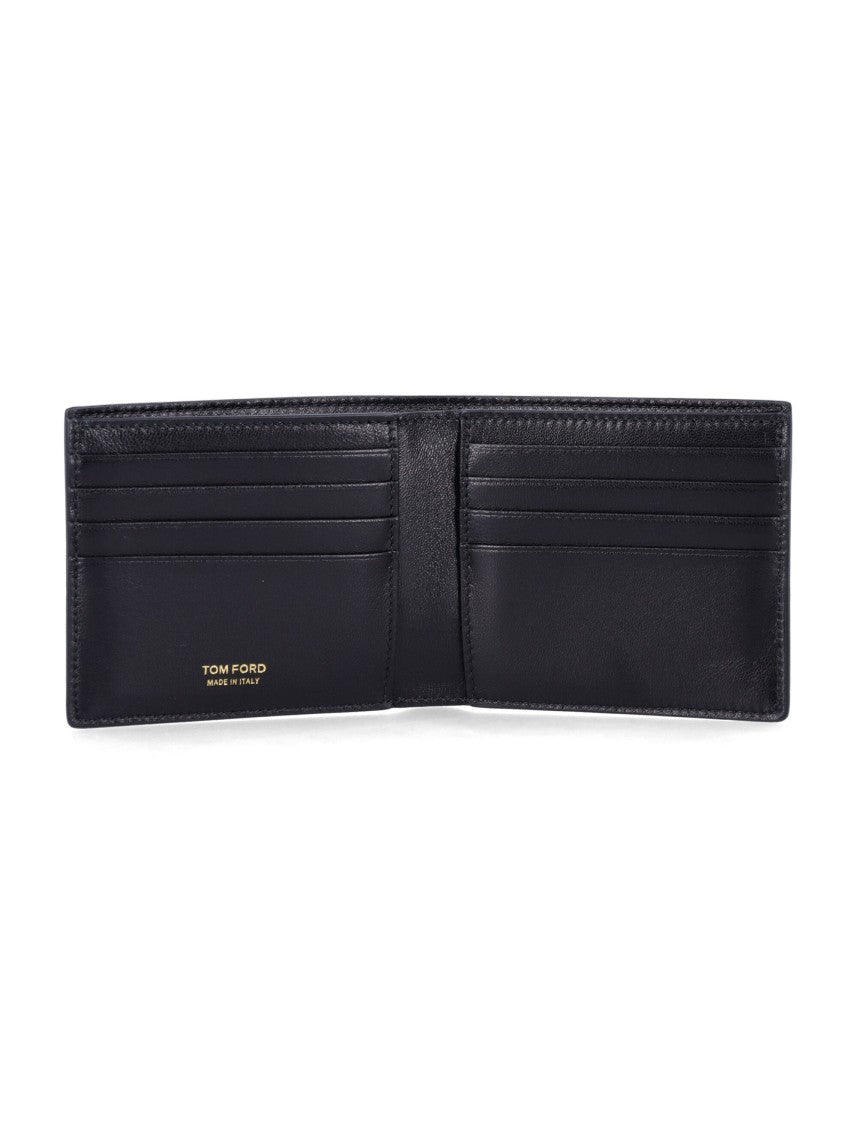 Tom Ford Black Croc-Effect Leather Bi-Fold Wallet