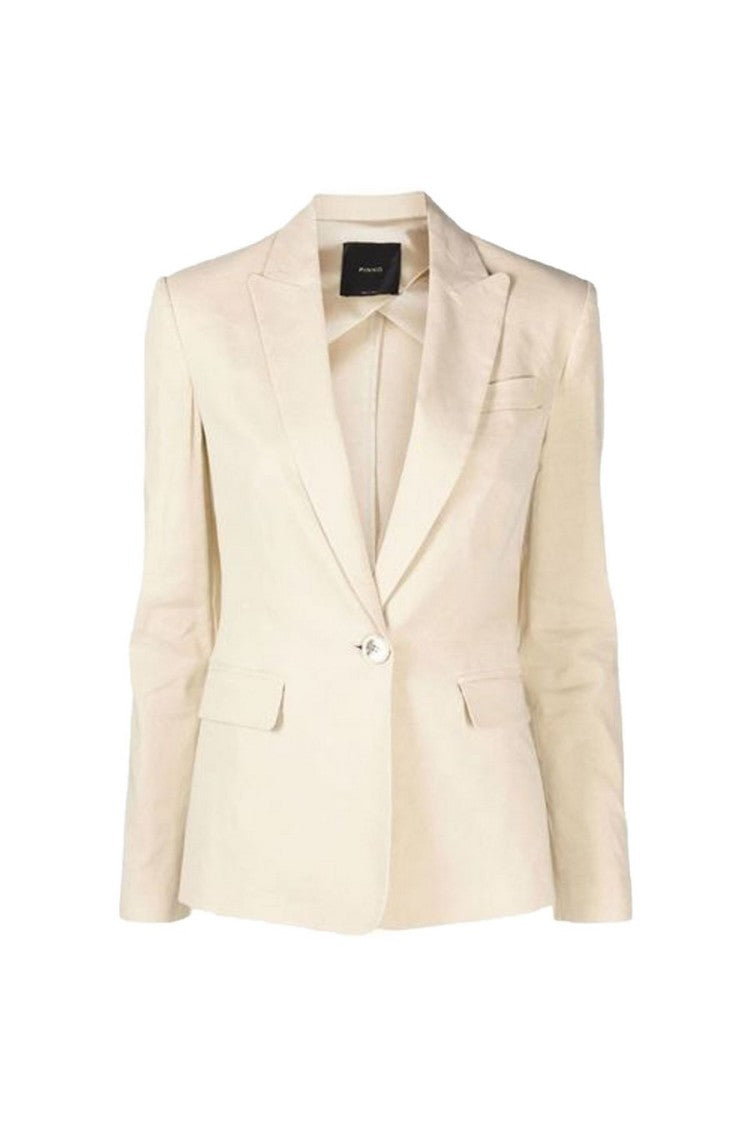 Pinko Tailored Beige Blazer Structured Shoulders Button