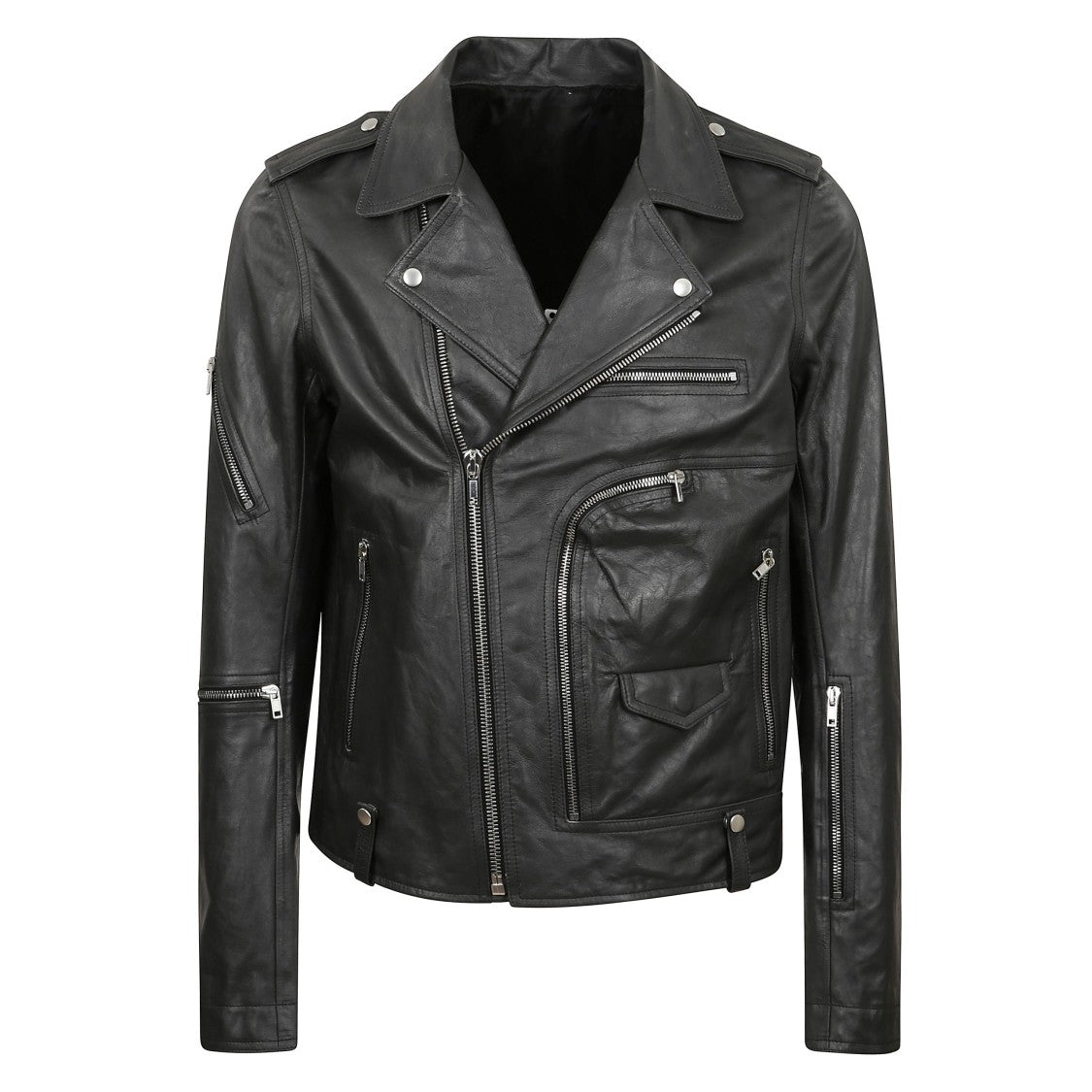 Rick Owens Sculptural Black Leather Jacket