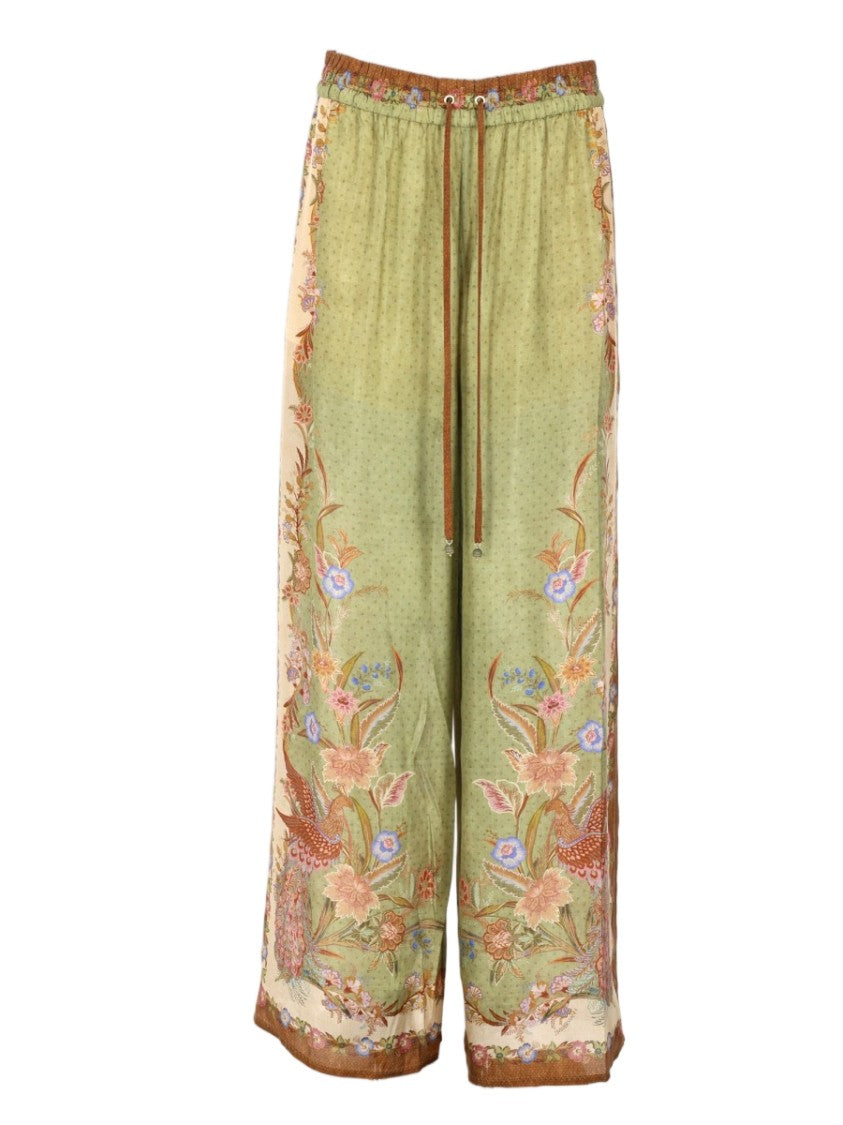 Zimmermann Wide-Leg Silk Pants With Intricate Floral Motifs