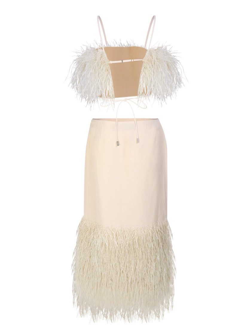Jacquemus Raffia Fringe White Dress