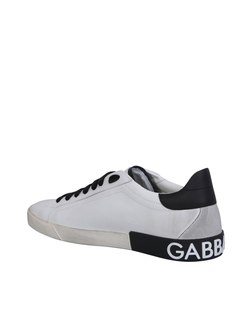 Dolce & Gabbana White Leather Sneakers With Side Logo Patch