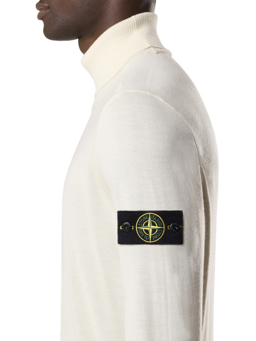 Stone Island Virgin Wool White Sweater