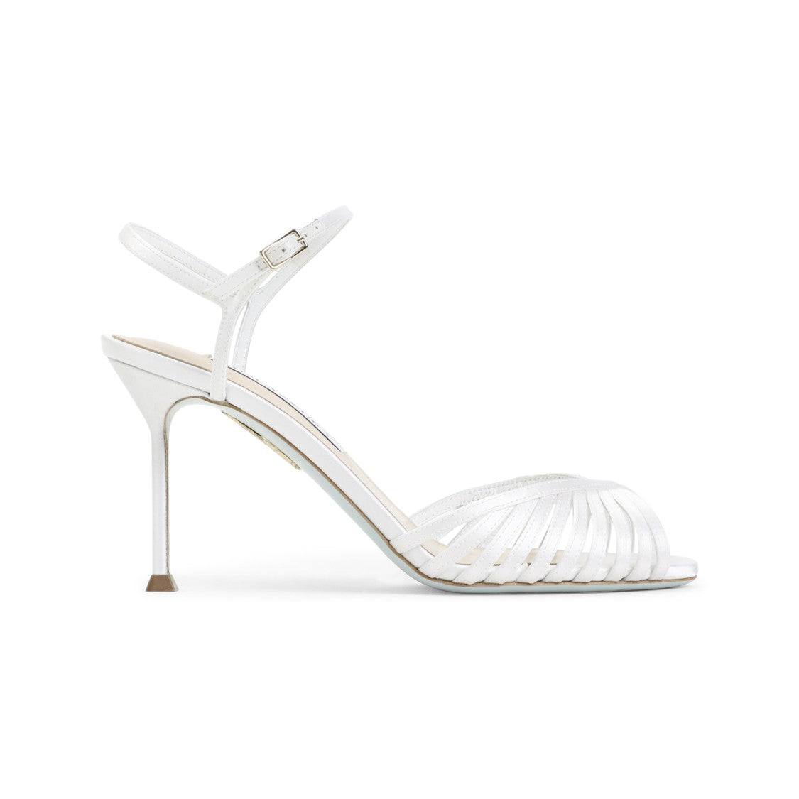 Aquazzura Elegant White Satin And Leather Sandals