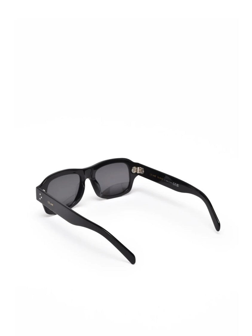 Celine Black Minimalist Rectangular Recycled Acetate Sunglasses