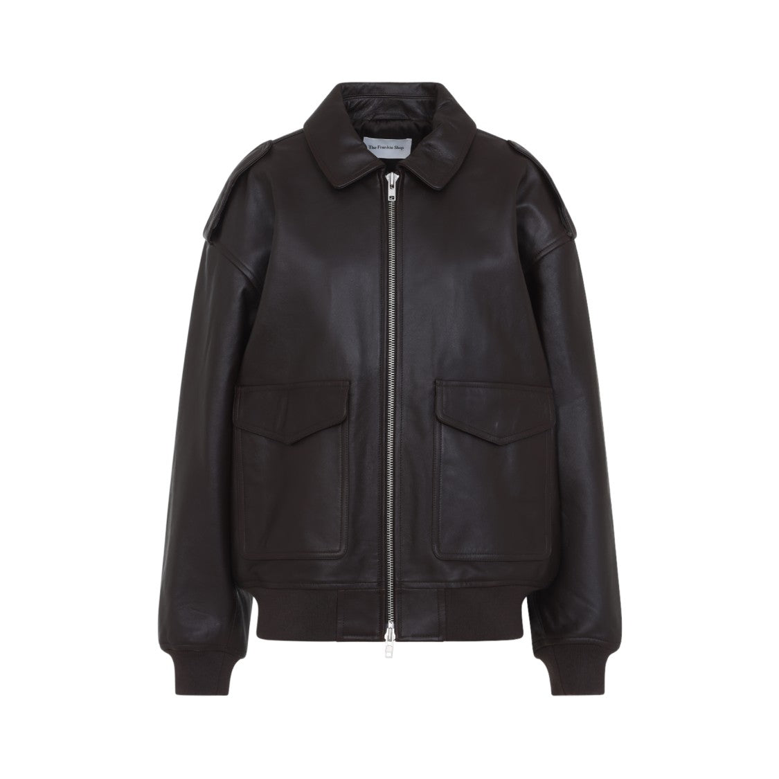 The Frankie Shop Viper Brown Leather Jacket