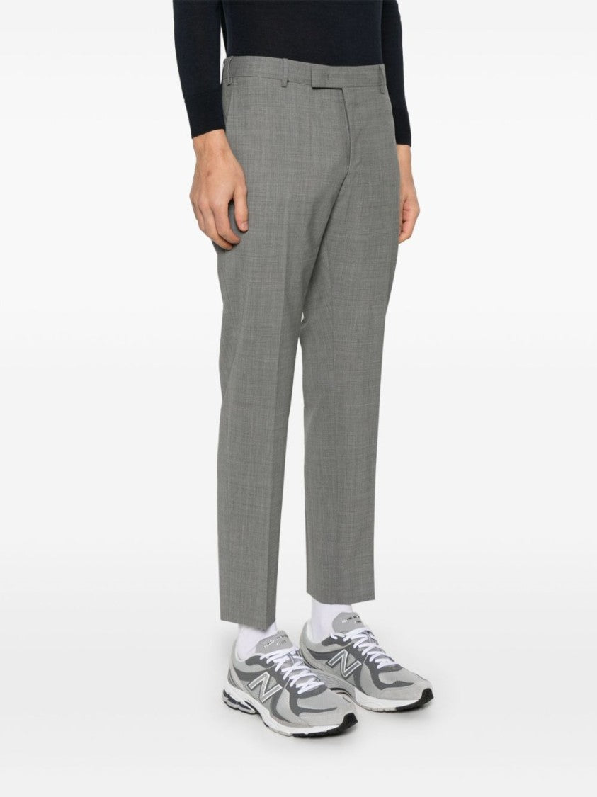 Pt Torino Cropped Slim Fit Dark Grey Tailored Trousers With Concealed Fastening