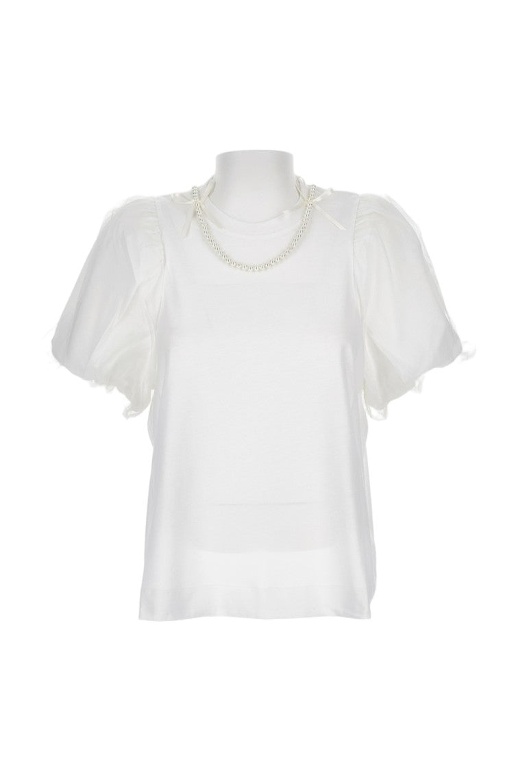 Simone Rocha Puff Sleeve T-Shirt With Embroidered Tulle Lining