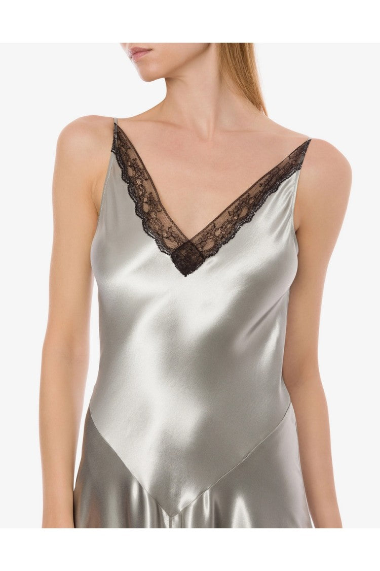 Alberta Ferretti Slate Chiffon Maxi Dress