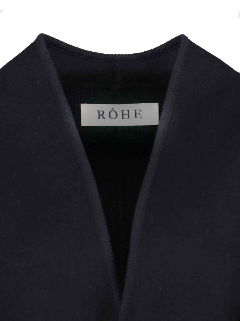 Róhe Black Wool Coat With Shawl Collar
