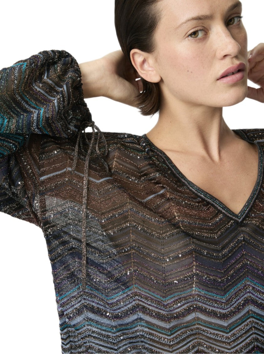 Missoni Multicolor Over Chevron Sequin Blusa