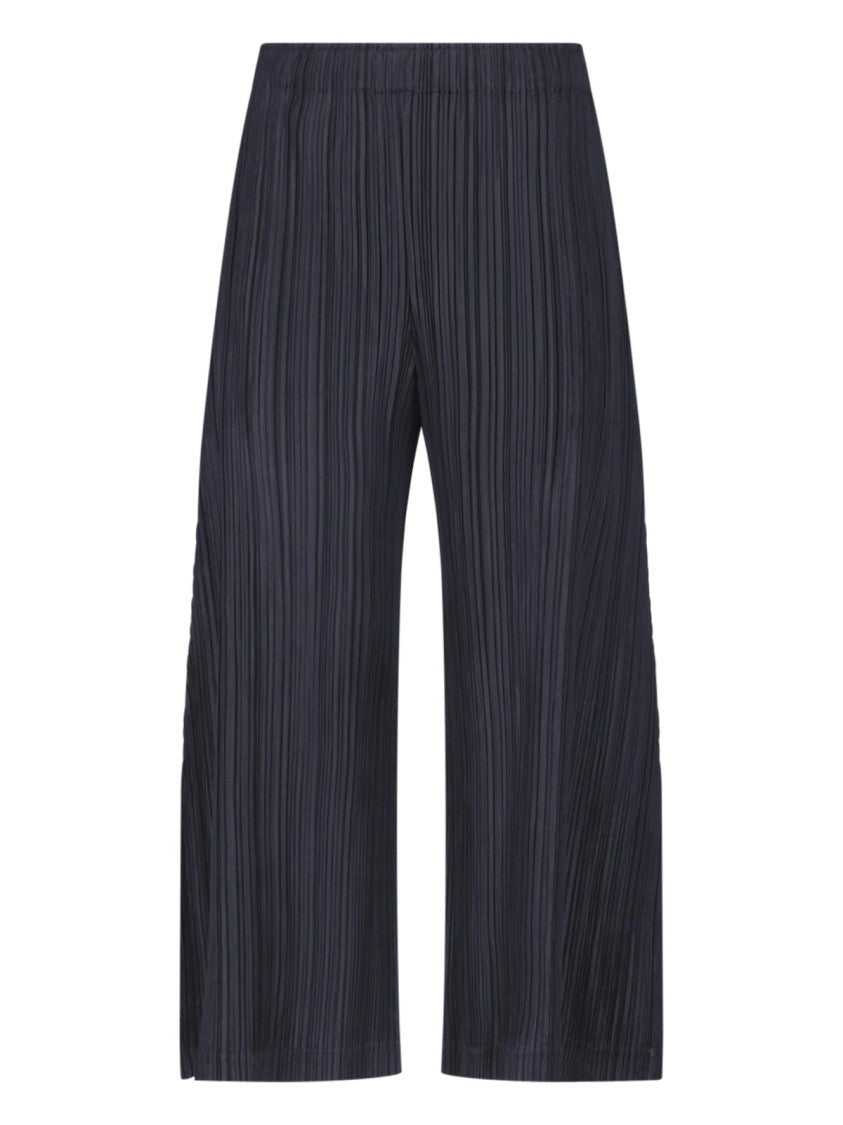 Pleats Please Issey Miyake Wide-Leg Pleated Pants With Elastic Waistband And Side Pockets