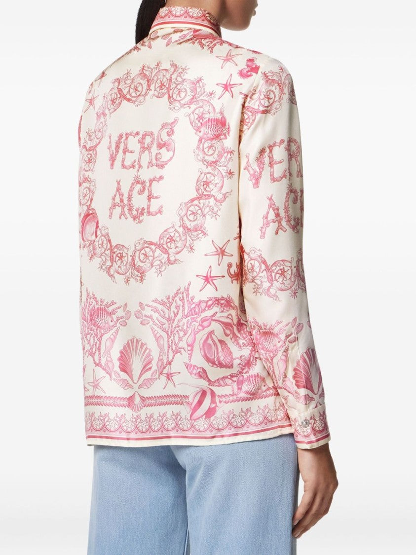 Versace Underwater Barocco Print Long-Sleeved Shirt