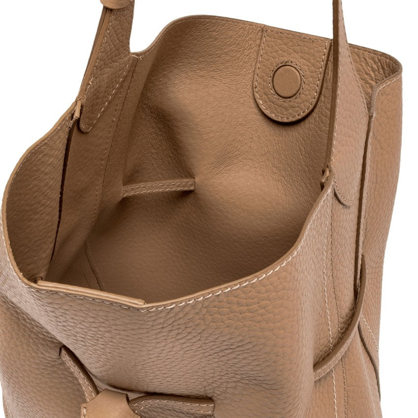 Gianni Chiarini Feminine Sand Handbag With Pebbled Texture