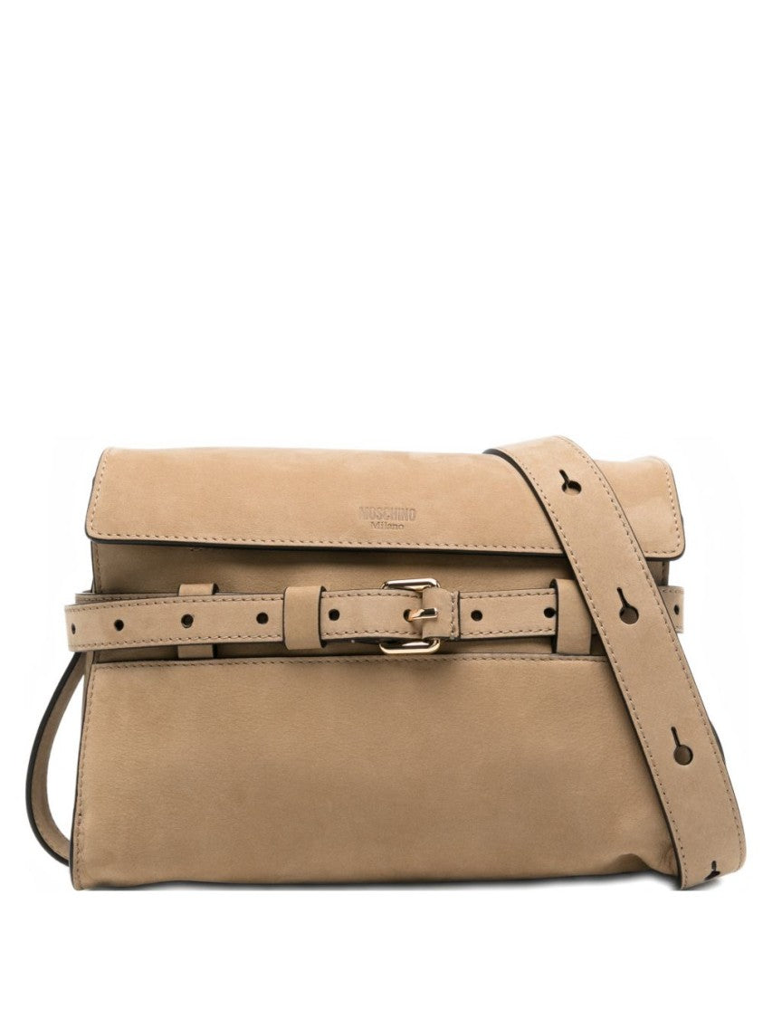 Moschino Beige Rectangular Adjustable Strap Silk Bag