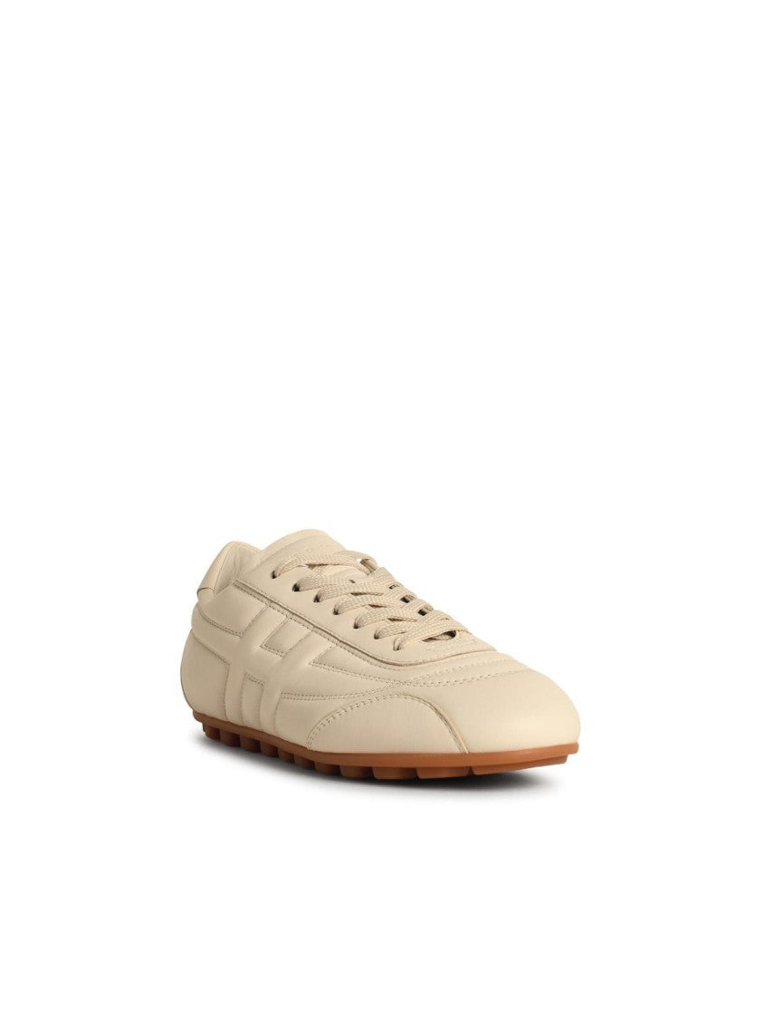 Hogan H693' Yogurt-Colored Smooth Leather Sneakers