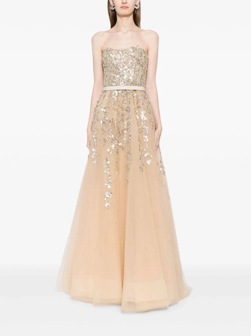 Saiid Kobeisy Tulle Stapless Dress With A Dotted Beading