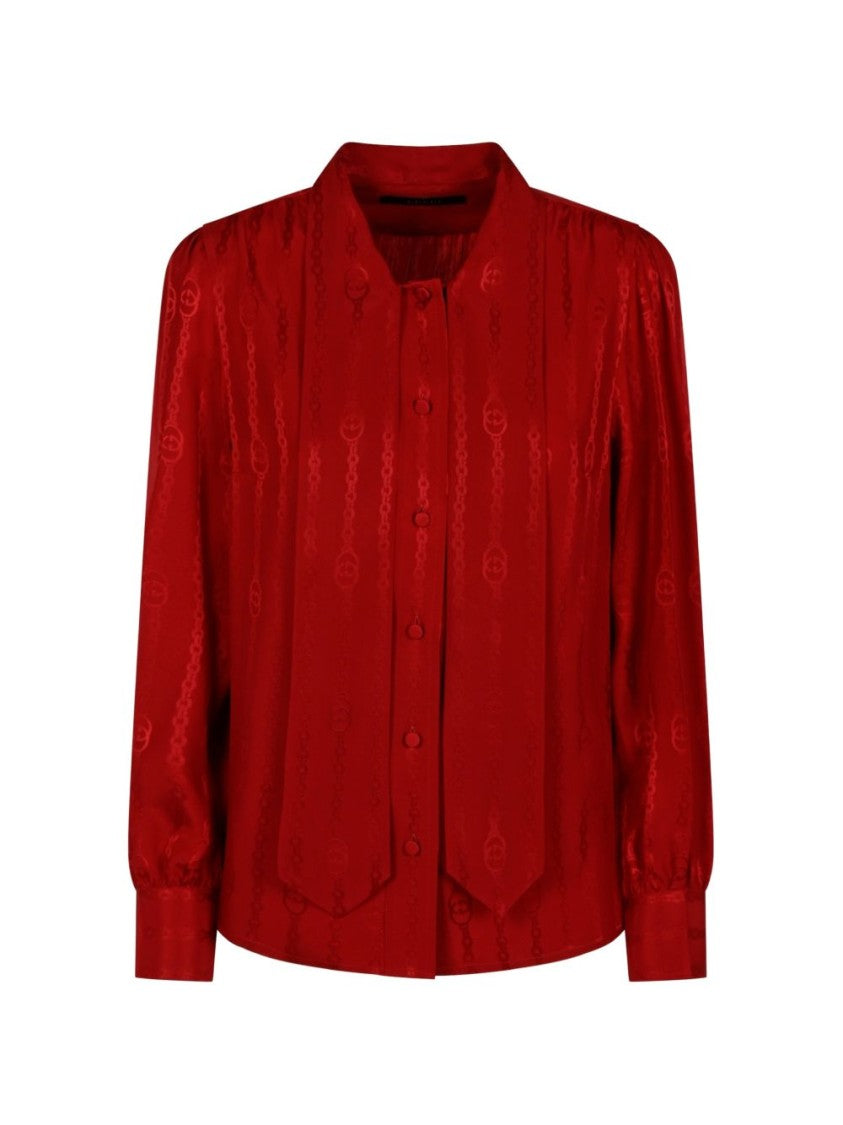 Gucci Jacquard Chain Pattern Necktie Silk Shirt