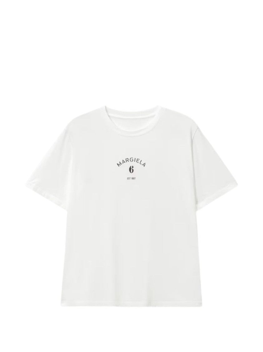 Mm6 By Maison Margiela White Crew Neck Logo T-Shirt