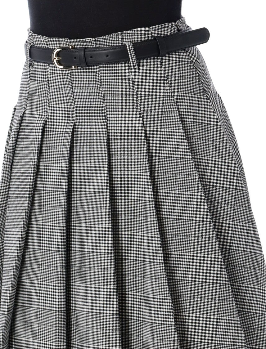 Self-Portrait Prince Of Wales Check Pleated Midi Skirt