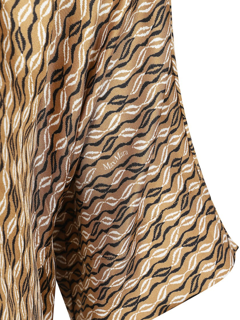 Max Mara Short-Sleeved Silk Jacket With All-Over Wavy Pattern
