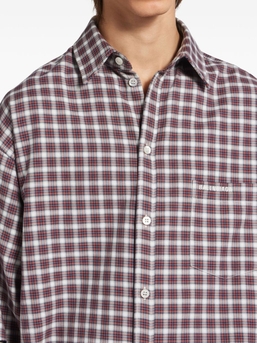 Balenciaga Layered Checkered Shirt With Classic Collar