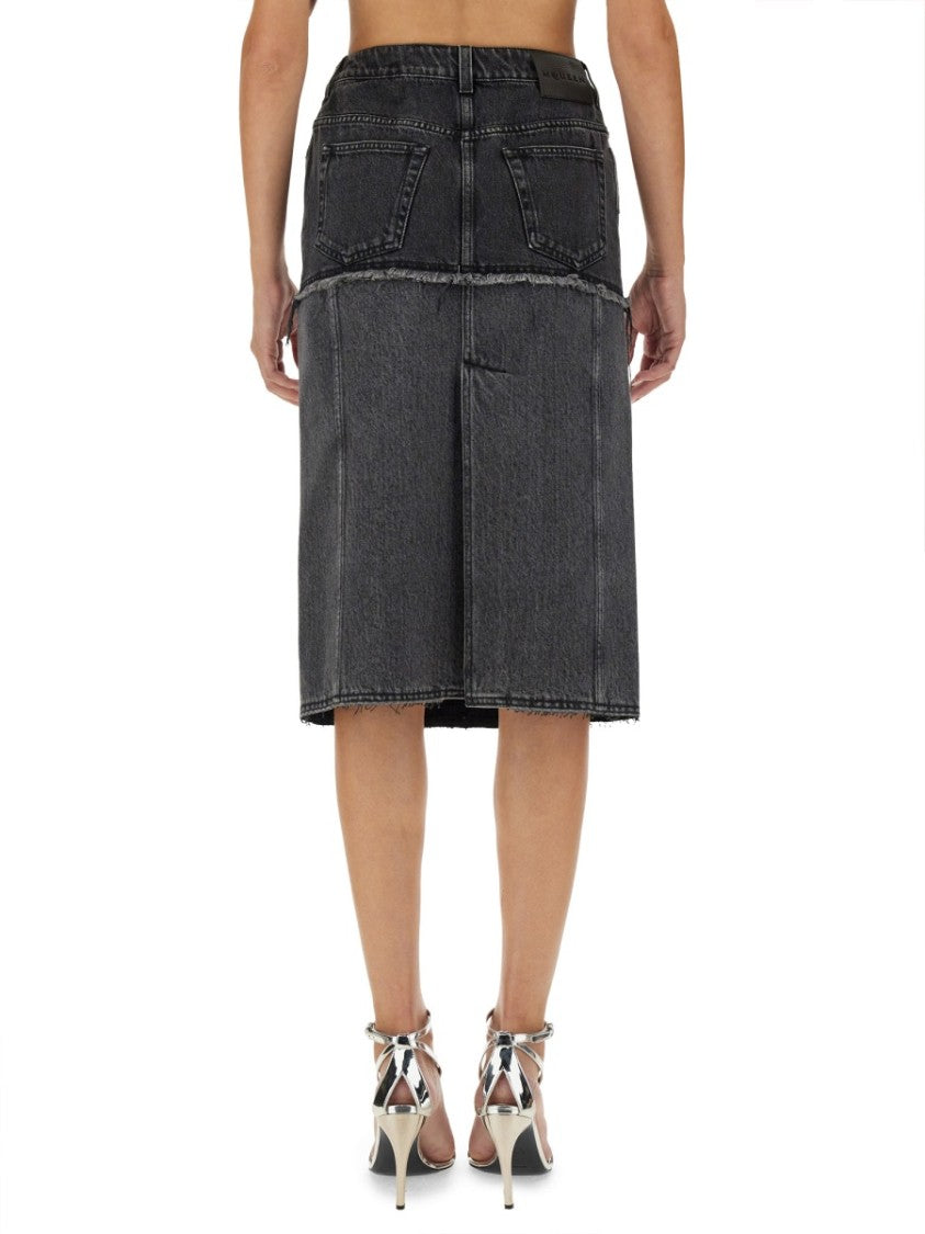 Alexander Mcqueen Two-Tone Denim Skirt
