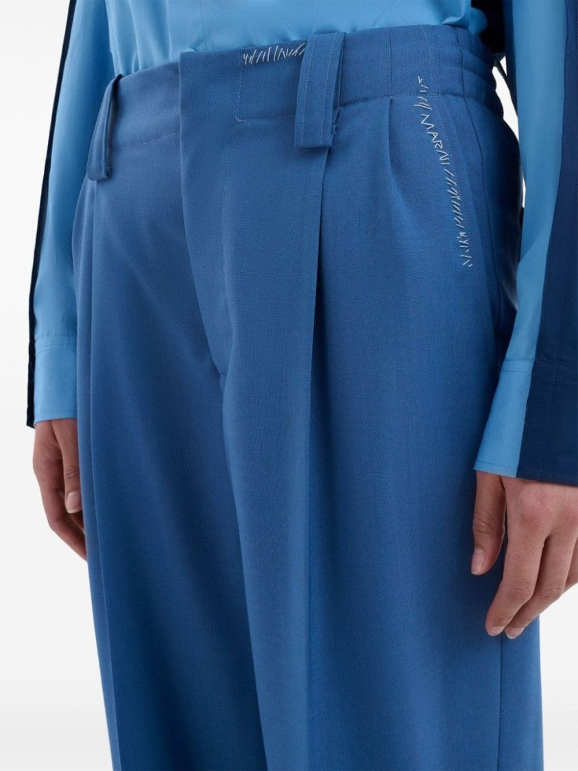 Marni High-Waisted Wide-Leg Trousers With Sharp Pleats
