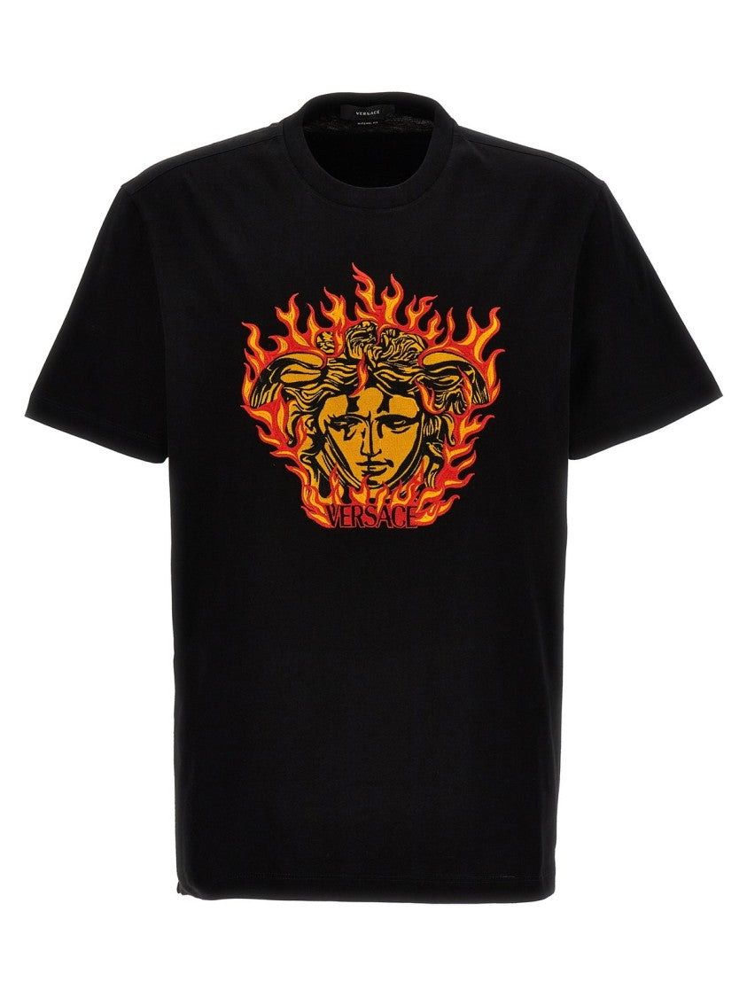 Versace Graphic Embroidered Black T-Shirt