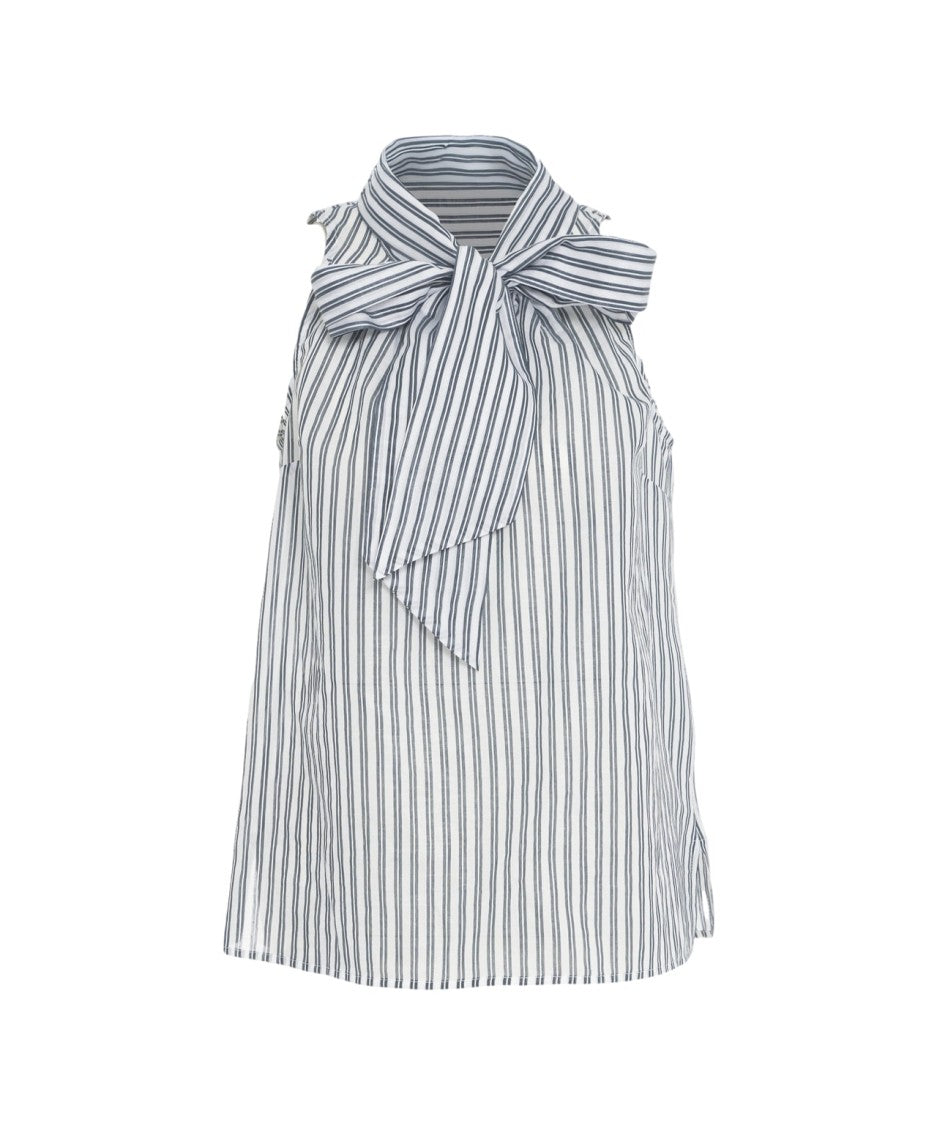 Himons Striped Sleeveless Blouse