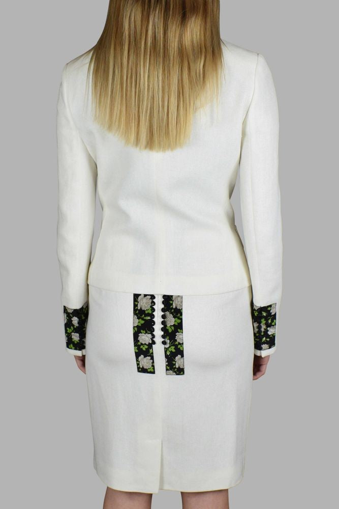 Dolce & Gabbana Tailored Floral White Suit With Accents