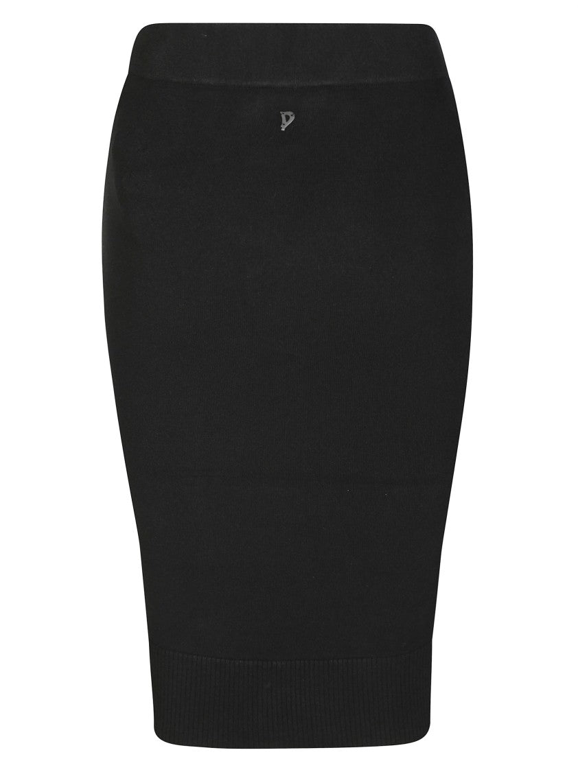 Dondup Fitted Black Skirt With Ribbed Hem